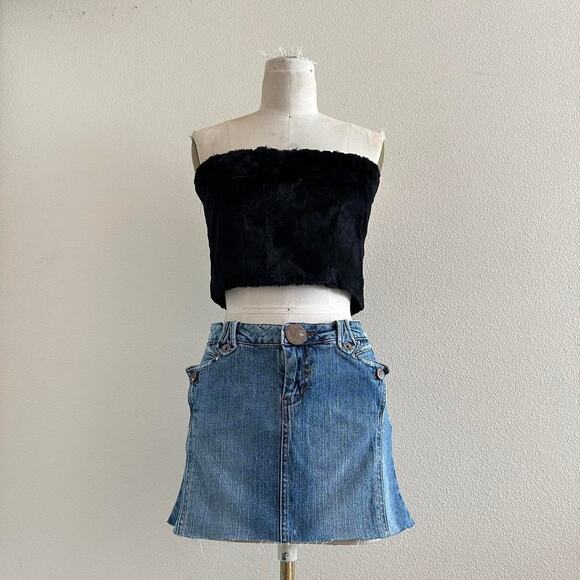 handmade black fuzzy tube crop top - Picture 1 of 10